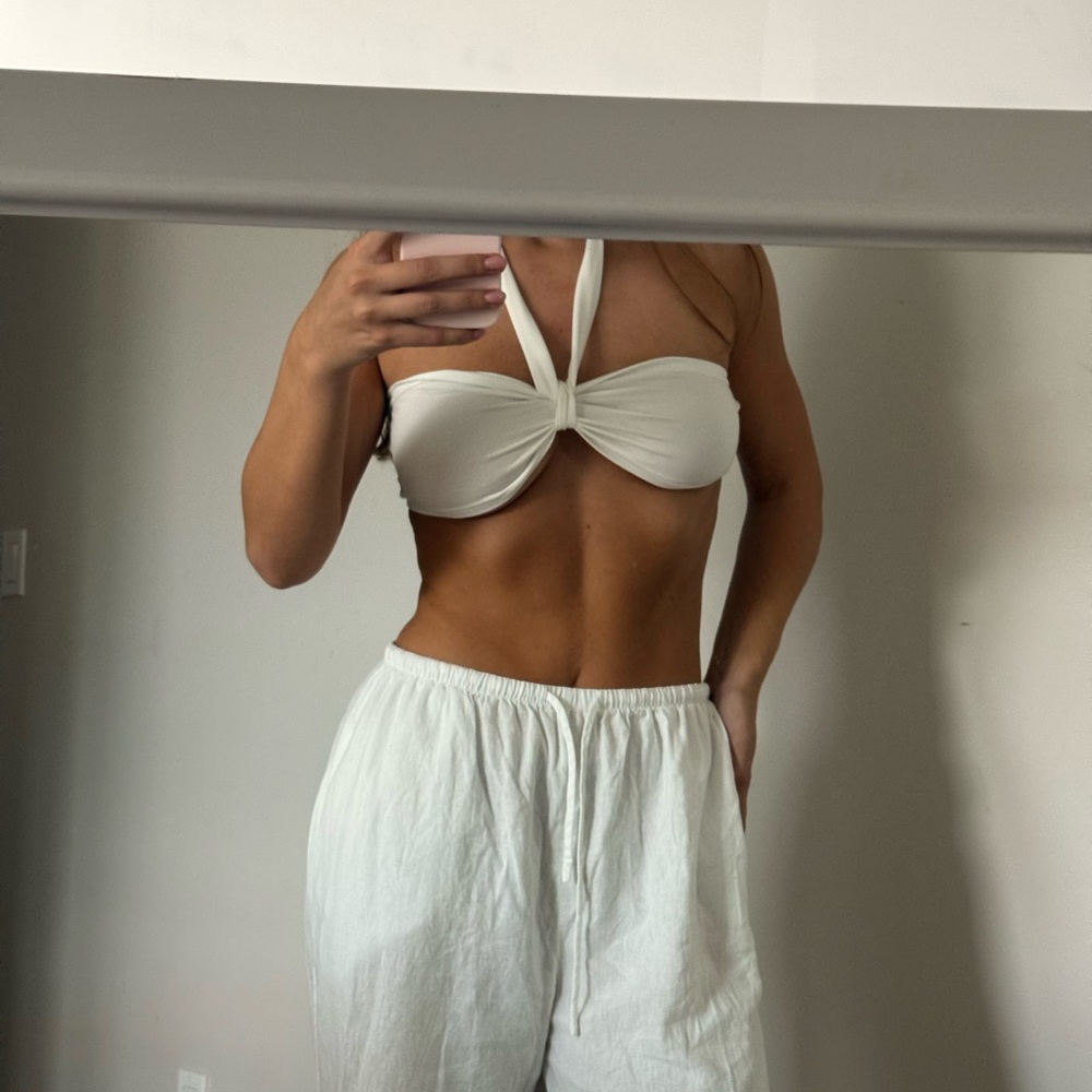 White Halter Top and Pants Set